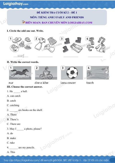 Đề thi học kì 2 Tiếng Anh 3 Family and Friends - Đề số 1